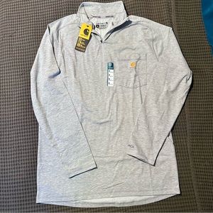 NWT Men’s Carhartt Force Gray 3/4 Zip Long Sleeve Shirt Size Medium Relaxed Fit